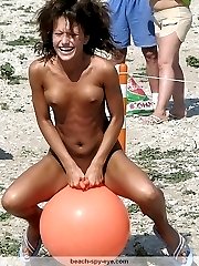 Photos of nudist girls at beach - series of shots