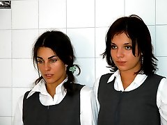 2 Pretty school girls caned hard on their pert young asses