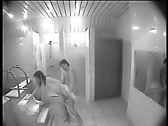 A fucking couple caught on sauna spy cam