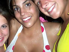 Sexy big-tittied girlfriends posing on cam