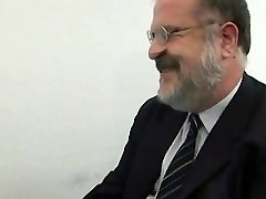 chubby old man with young boy