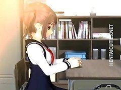 Slutty 3D hentai schoolgirl gets honeypot played