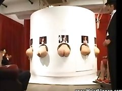 Asian booties sticking out of gloryholes