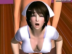 Hot animated nurse pleasuring a knob