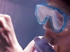 Sexy Asian Scuba Diving Underwater Blowing Bubbles Scuba Instructing PART 1