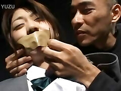 Old armchair and petite korean schoolgirl