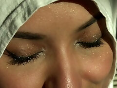 hermosos ojos blanco hiyab árabe chica