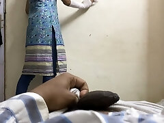 Demonstrating dick on Indian maid to fuck ( chudai ) in hindi