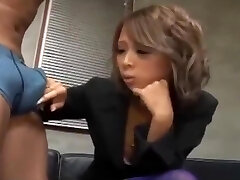 Hot office lady providing blowjob on her knees cum to gullet swallowing on the floor in the office segment