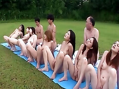 Group of Japanese Girls Blow Few Fellows and Get Their Cooters Licked Before Pissing