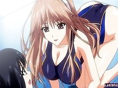 Anime Porn sweetie in swimsuit gives tittyfuck