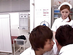 JAPANESE HORNY NURSE GETS FUCKED BY TWO COCKS Internal Cumshot