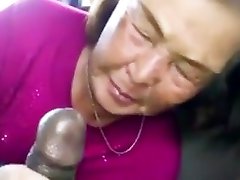 Asian Granny Deep-throats Black Fuckpole In The Car