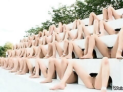 Heap of horny and bare Asian girls