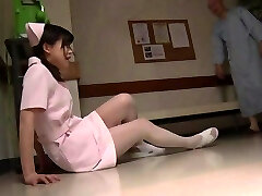 Old guy ravages a cute Japanese nurse in the hospital