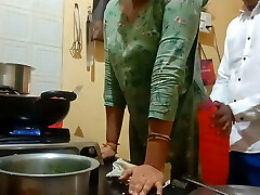 Indian hot wife got humped while cooking in kitchen