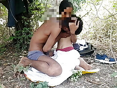 Schoolgirl having bang-out with a stranger in the woods