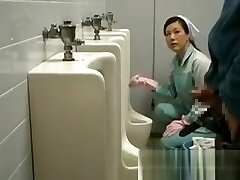 Asian woman is cleaning the wrong public