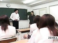 Subtitled CFNM Japanese classroom masturbation demonstrate