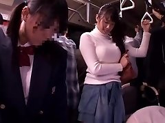 Japanese superslut gets crammed in a crowded public bus