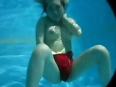 Asian girl underwater pleasure