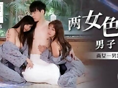 Surprise 3 Way FFM with Two Horny Asian Teens and Gets an Impressive Creampie