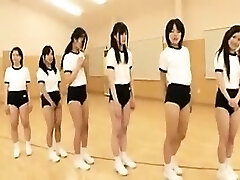 Schoolgirls in Gym class displays off their butts and get chec