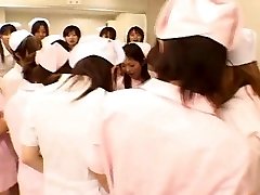 Asian nurses enjoy fuck-a-thon on top