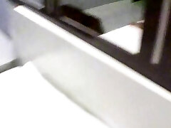 Emo thai chick gets poked standing against a wall