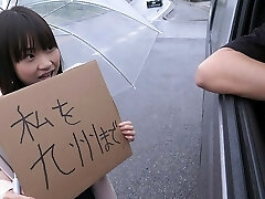 Japanese schoolgirl, Mikoto Mochida is throating a stranger's 