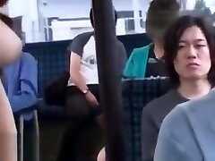 Japanese busty Milf has romp on public bus