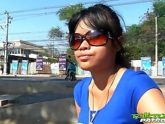 Gorgeous busty Thai nympho Paw feels happy to be romped missionary