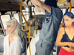 Worker takes stick out and thighs ladies on public transport! Worker takes stick out and thighs ladies on public transport!