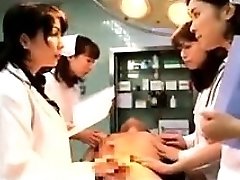 Lustful Japanese doctors putting their forearms to work on a t