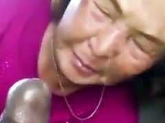 Asian Granny Sucks Ebony Salami In The Car