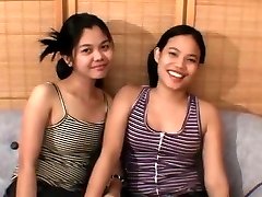 Two Asian teens and a lucky cock