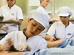 Asian nurse working hairy penis