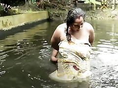 Dirty Good-sized Cupcakes Bhabi Bath In Pond With Handsome Deborji (outdoor)