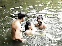 Filthy Huge BOOBS BHABI BATH IN POND WITH  HANDSOME DEBORJI (OUTDOOR)