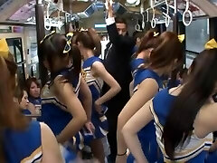 Insane Japanese Fuck Fest in Public Bus with Hot Cheerleaders