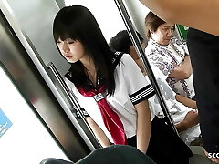 Public Gangbang in Bus - Asian Nubile get Fucked by many old Guys