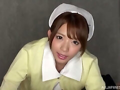POV vid of Japanese nurse Mari Rika giving a blowage to a stranger