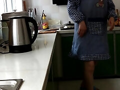 Crank Chinese wife spanked in kitchen