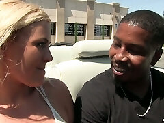Sexy blonde Summer Day enjoys old school cars and big black cocks