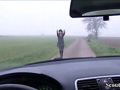 GERMAN AMATEUR COUPLE Blackmail Teen to FFM Plumb Outdoor