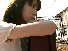 Pretty Mizuho Hata taking shower in her bathing suit