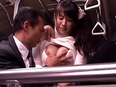 Japanese whore fucked and facialized in a bus