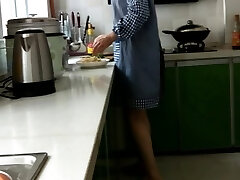 Pervert Asian wife spanked in kitchen