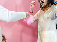 holi special: bro fucked priya assfucking hard while she wanna have fun Holi with friends