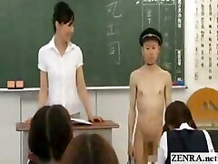 New Japanese transfer student goes naked in school CFNM fashion